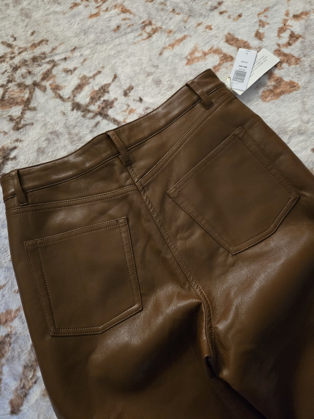 Wilfred by Aritzia The Melina Pant Vegan Leather Patina Brown Size 6 NWT - Picture 8 of 11